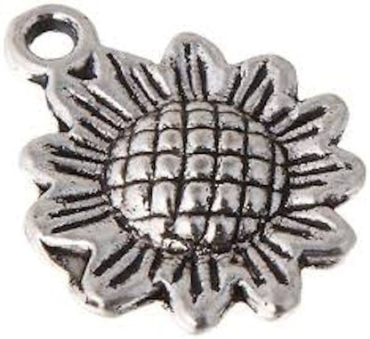 Antiqued Silver Pewter Sunflower Charms 12x15mm – 24 pcs
