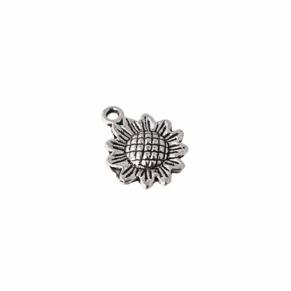 Antiqued Silver Pewter Sunflower Charms 12x15mm – 24 pcs