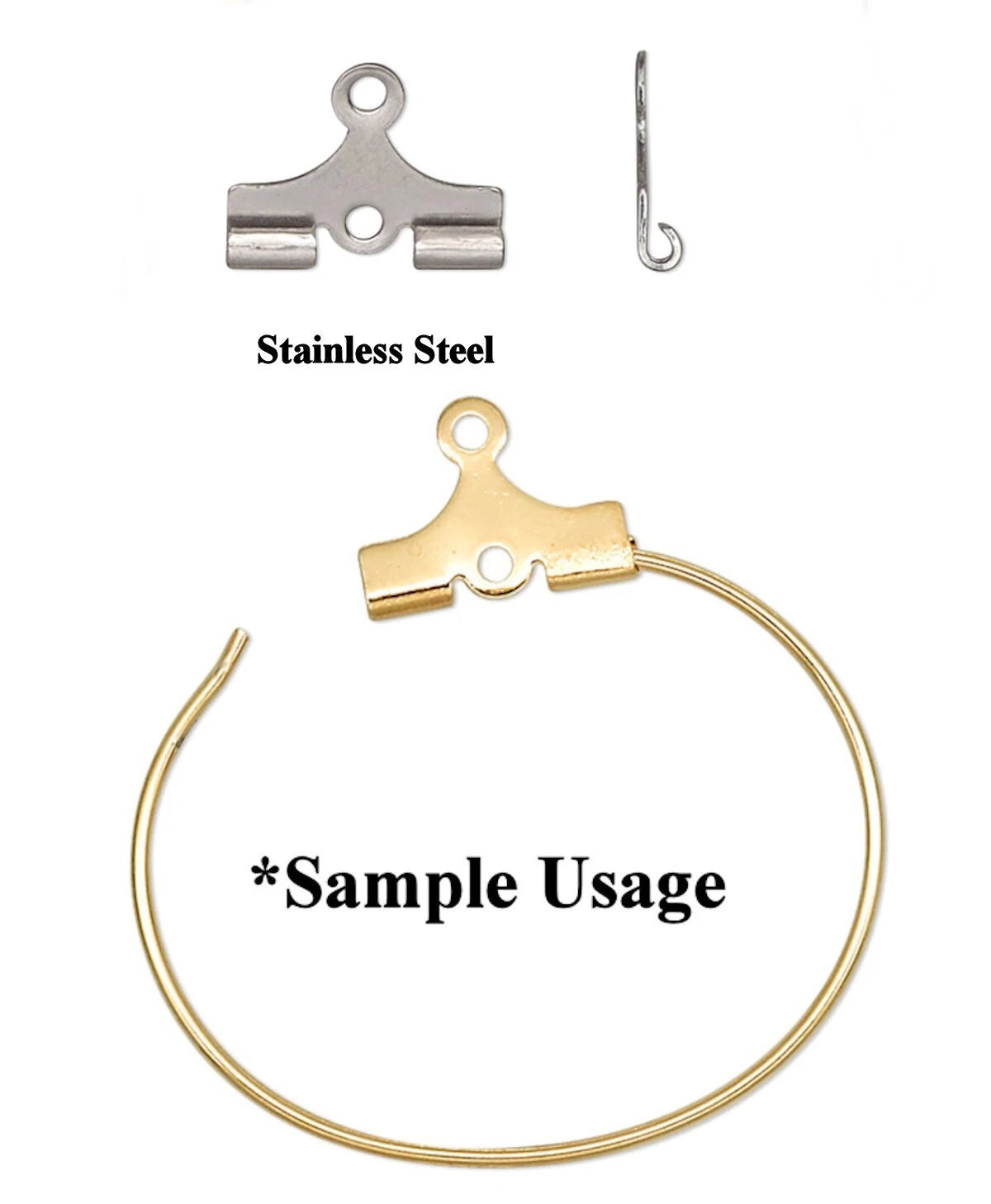 Stainless Steel Hoop Crimps with 2 Loops, 9x5.5mm, 50 pcs