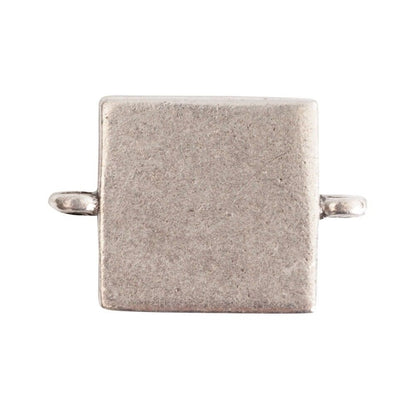 Nunn Design Antiqued Silver Pewter Square Link Bezel Pendant, 16mm, 1 pc