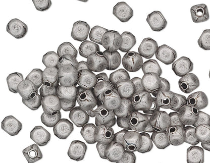 Antiqued Silver Plated Brass Rounded Rectangle Spacer Beads, 4x3mm, 100 pcs