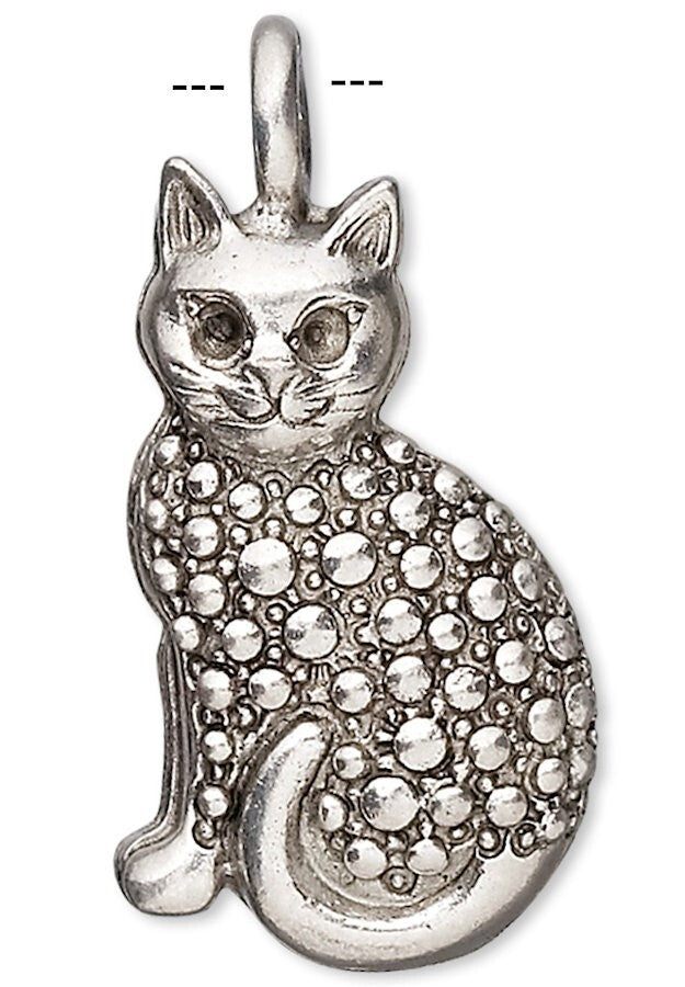 Antiqued Pewter Sitting Pretty Cat Charm Pendants 30x15mm – 2 pcs