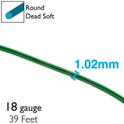 BeadSmith Kelly Green Aluminum Dead Soft Wire, 18 Gauge, 39 Feet