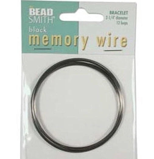 BeadSmith Black Stainless Steel Bracelet Memory Wire, 2-1/4 inch, 12 Loops
