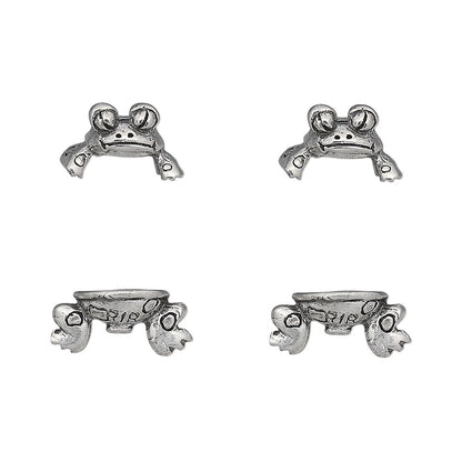 Pewter Frog Bead Hugger Caps, Antiqued Pewter, 19x12.5mm, 2 Sets