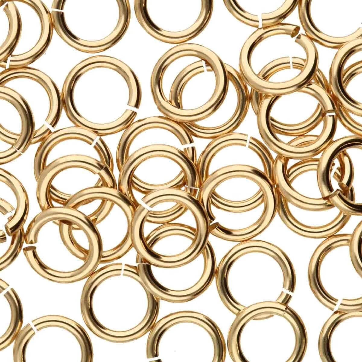 14Kt Gold Filled Round Jumplock Jump Rings, 6mm, 18 Gauge (50)