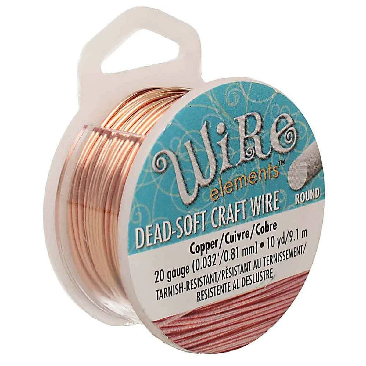 Beadsmith Natural Copper Round Wrapping Wire, 20 Gauge (0.81mm), 10 yd