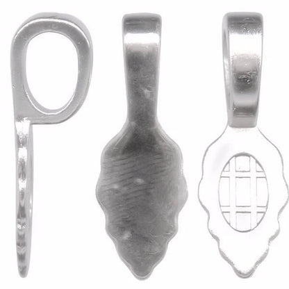Aanraku Sterling Silver Plated Glue-On Bail, 25x9mm Large Leaf - Pack of 5