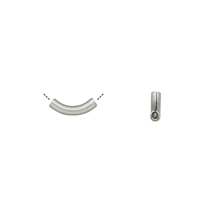 Brass 10x2mm Curved Tube Beads, Antiqued Silver Plated, 144 pcs