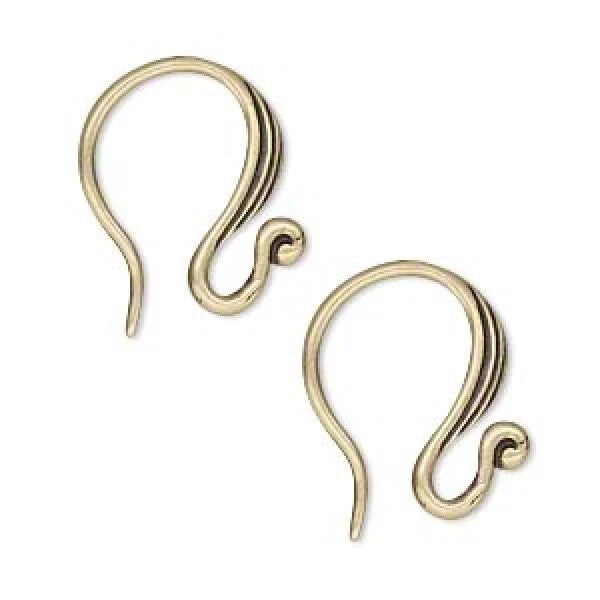 Antiqued Brass French Hook Ear Wires, 18mm (approx. 3/4 inch), 16 Gauge, 1 Pair