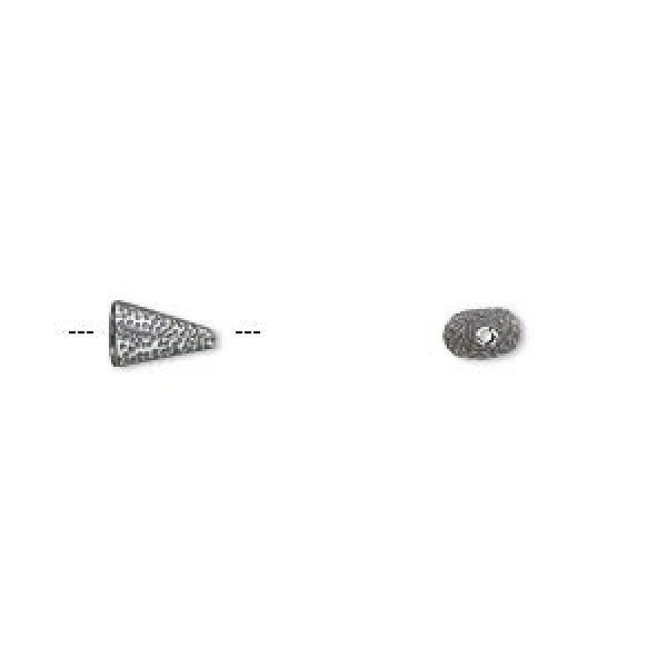 Antiqued Sterling Silver Textured Oval Cone Bead Caps, 8x5mm, 2 pcs
