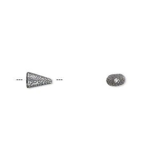 Antiqued Sterling Silver Textured Oval Cone Bead Caps, 8x5mm, 2 pcs