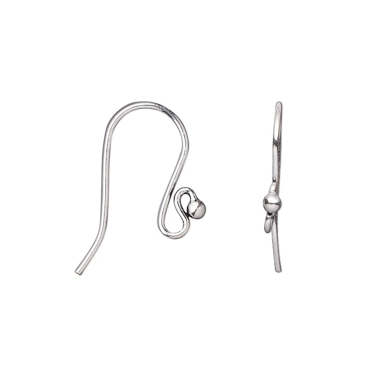Antiqued Silver Fishhook Ear Wires with Ball, 13x17mm, 10 Pairs