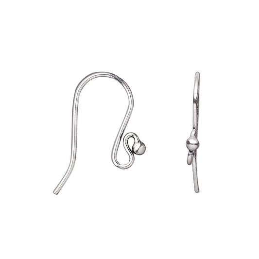Antiqued Silver Fishhook Ear Wires with Ball, 13x17mm, 10 Pairs