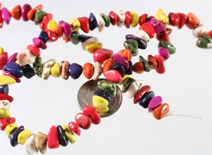 Beads, Magnesite (Dyed/Stabilized) Assorted Colors 5-9mm Chip, 1 Strand