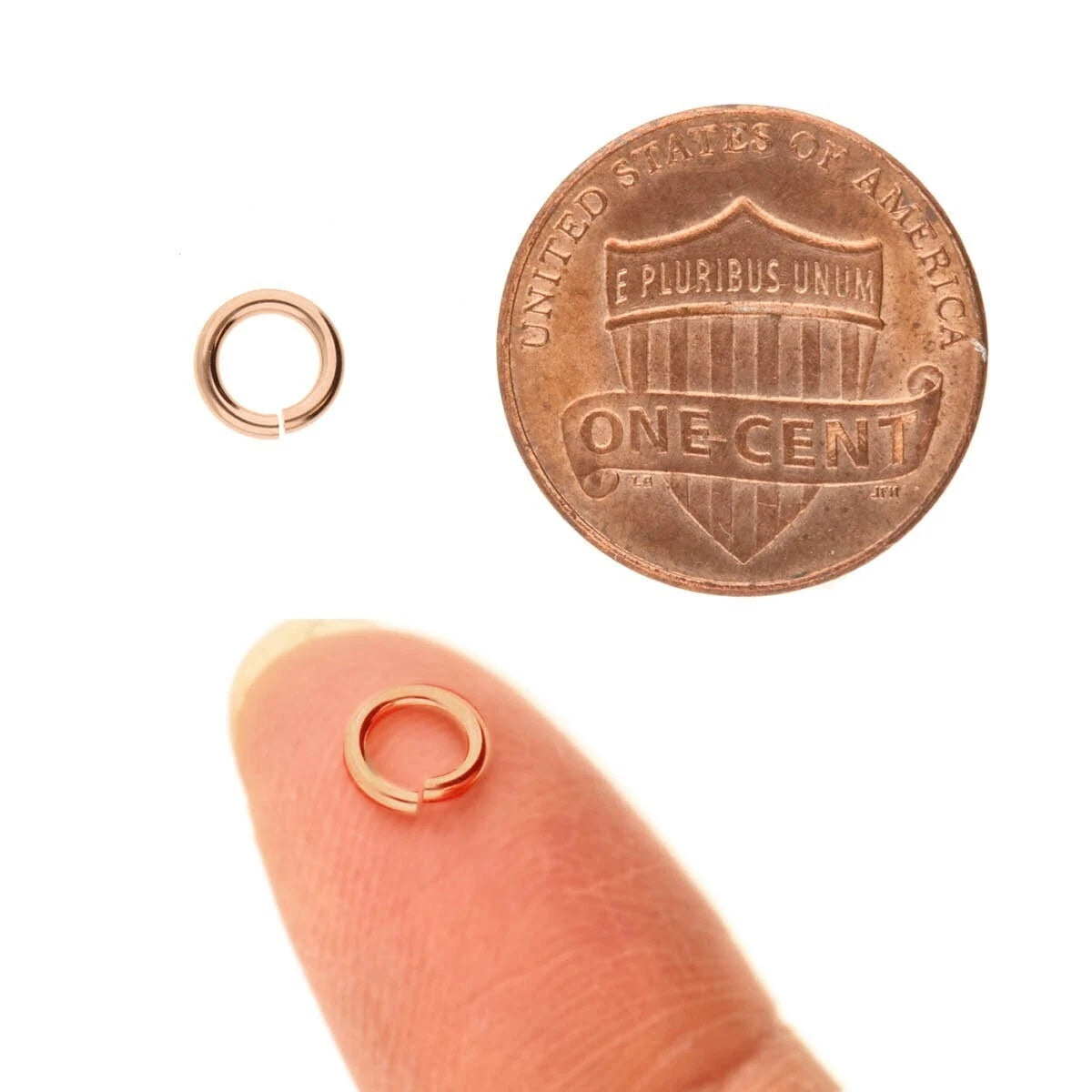 14Kt Rose Gold Filled Round Jumplock Jump Rings, 6mm, 18 Gauge (50)