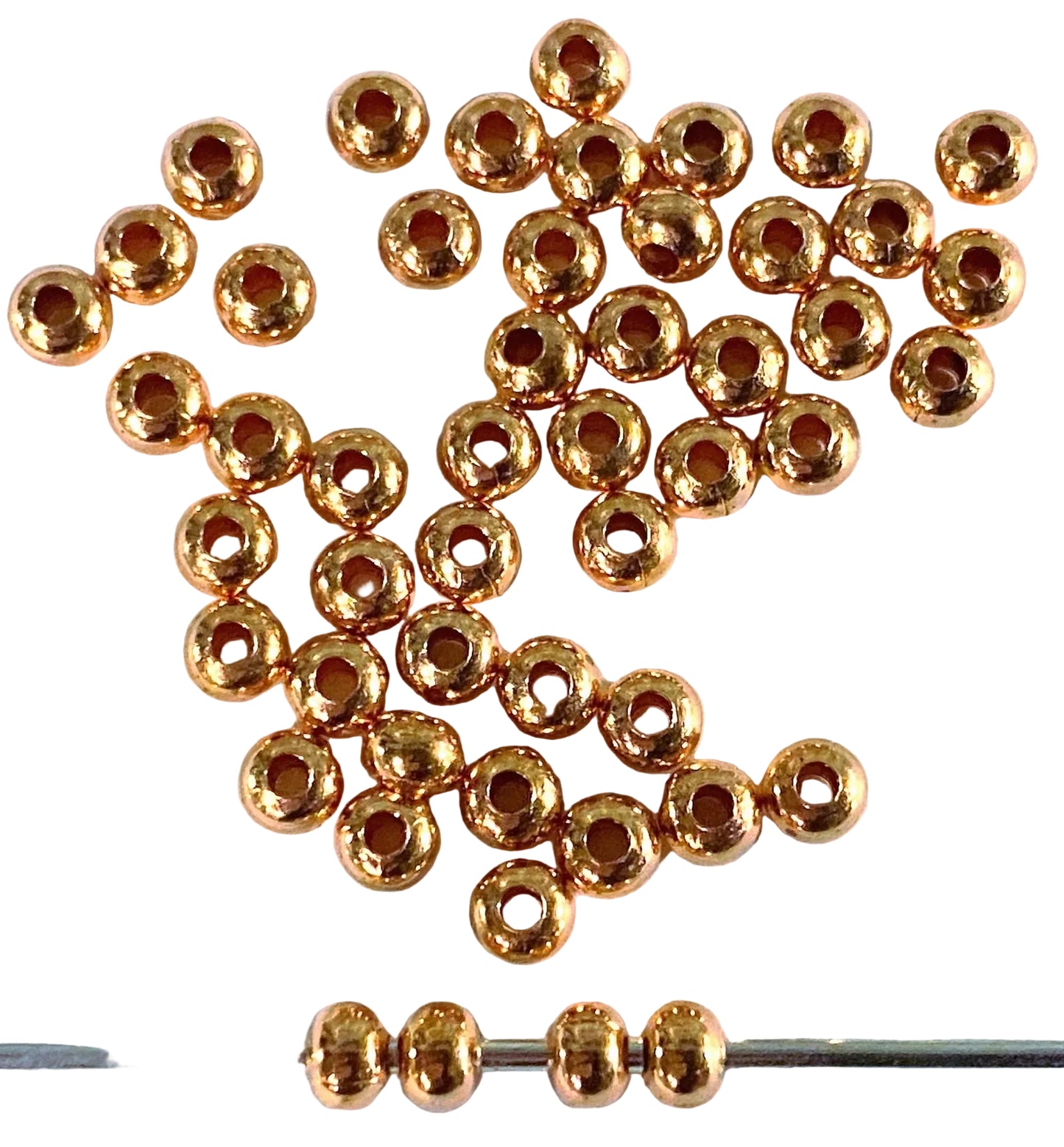 Beadsmith Smooth Copper Donut Rondelle Beads, 3mm, 144 pcs
