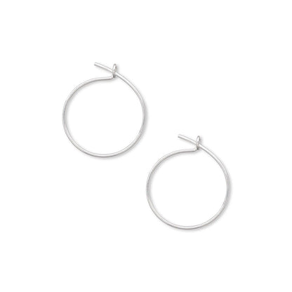 Silver Plated Brass Beading Hoop Ear Wires 12mm, 23 Gauge