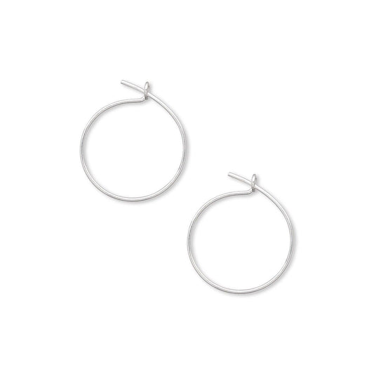 Silver Plated Brass Beading Hoop Ear Wires 12mm, 23 Gauge