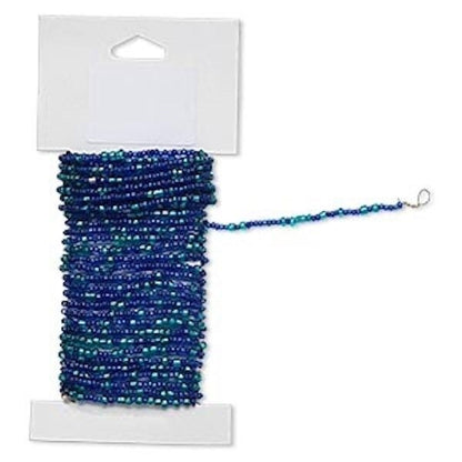 Beaded Wire, Pre-Strung Glass Seed Beads on Brass Wire, 15 Feet