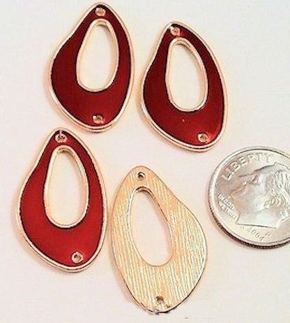 Burnt Orange Epoxy Freeform Link Connector, 26x15mm, 4 pcs