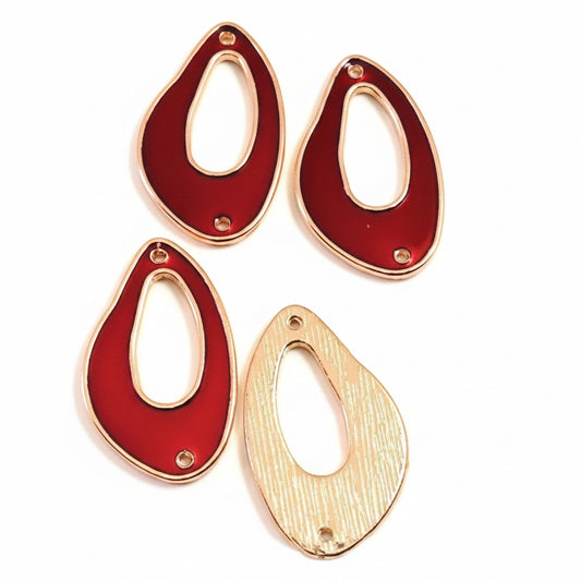 Burnt Orange Epoxy Freeform Link Connector, 26x15mm, 4 pcs