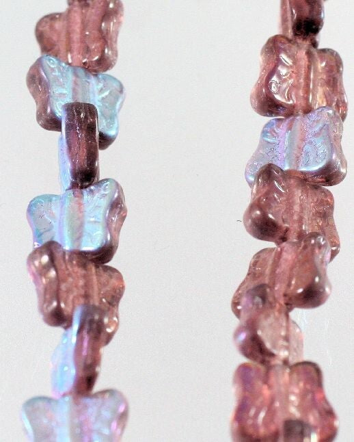 Czech Pressed Glass Amethyst AB Butterfly Beads, 11x9mm, 1 Strand (approx. 45)