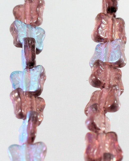 Czech Pressed Glass Amethyst AB Butterfly Beads, 11x9mm, 1 Strand (approx. 45)