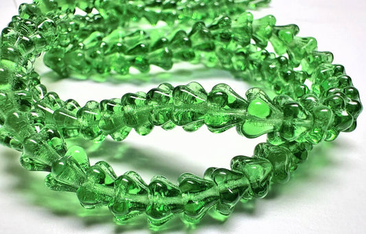 Prairie Green Czech Glass Baby Bell Flower Beads 6x4mm, 50 pcs
