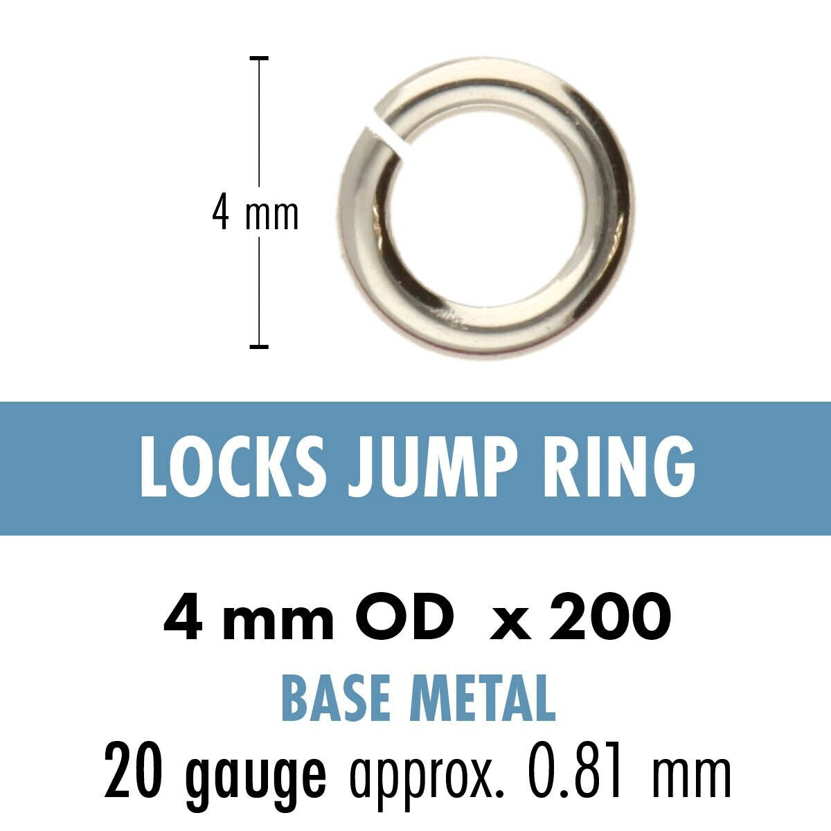 BeadSmith Silver Plated JumpLock Jump Rings - 4mm, 8mm, or 10mm