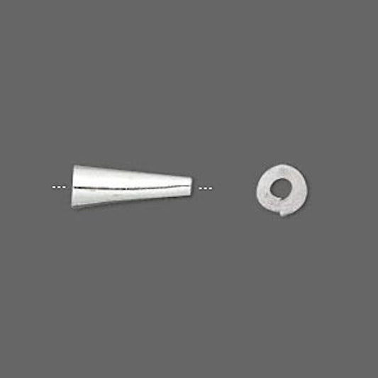 Silver Brass Cone Terminators, 12.5mm, for Feather Earrings & Multi-Strand