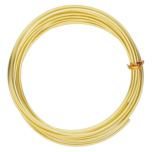 Gold Anodized Aluminum Round Wire, 10 Gauge (2.5mm), 18 Feet