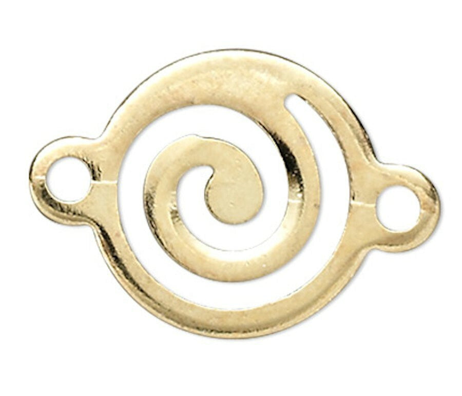 Gold spiral design on a white background