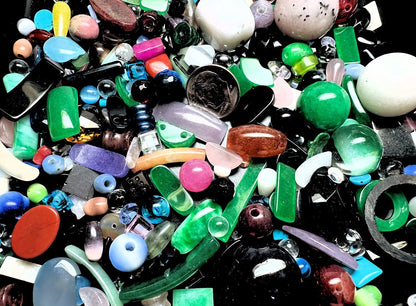 Gemstone & Glass Component Mix, Assorted Colors & Shapes, 1/2 lb (approx. 200–600 pcs)