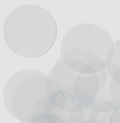 Clear Flat Art Glass Circles 1 Inch Grounded Edges (20 pc)