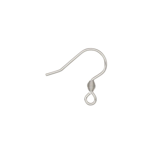 Stainless Steel Fishhook Ear Wires with Coil, 16.5mm, 21 Gauge, 10 Pairs