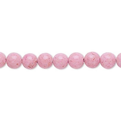 Beads, Pink Riverstone (Dyed) B Grade 6mm Hand-Cut Round, 2 Strands (approx. 134 pcs)