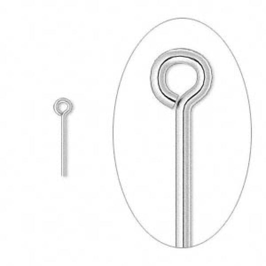 Silver Plated Brass Eye Pins 1/2" 21 Gauge (100 pc)