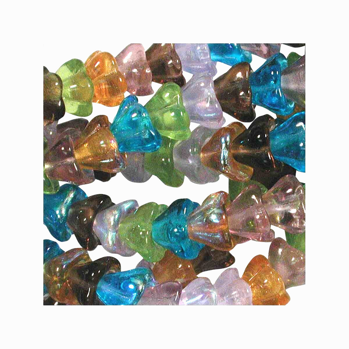Bead Prairie Mix, 50 Czech Pressed Glass 8x6mm Cone Flower Beads with 1mm Hole *