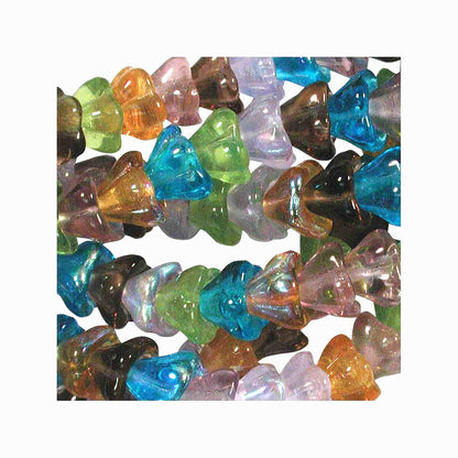 Bead Prairie Mix, 50 Czech Pressed Glass 8x6mm Cone Flower Beads with 1mm Hole *
