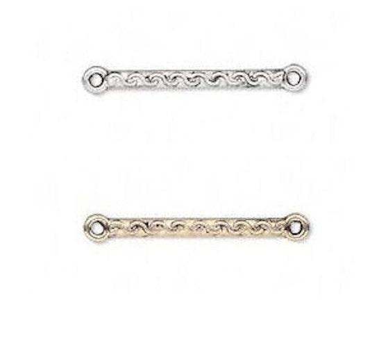 Antiqued Pewter Double-Sided Bar Link Connectors 21x2mm, 100 pcs
