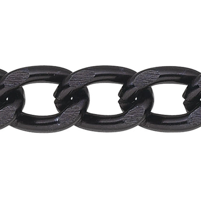 Black Anodized Aluminum Cable Chain, 11x7mm Links - 5 Feet