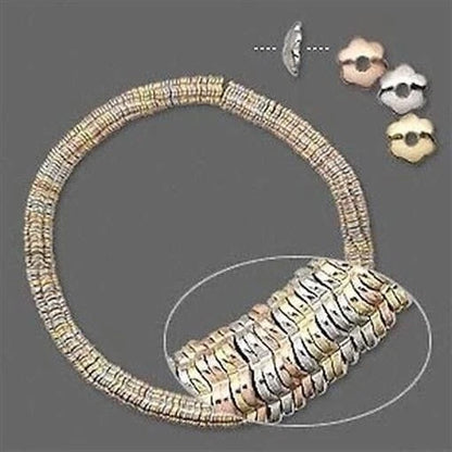 Flower Bead Caps, Three-Tone Steel, 5x1.5mm, approx. 300 pcs