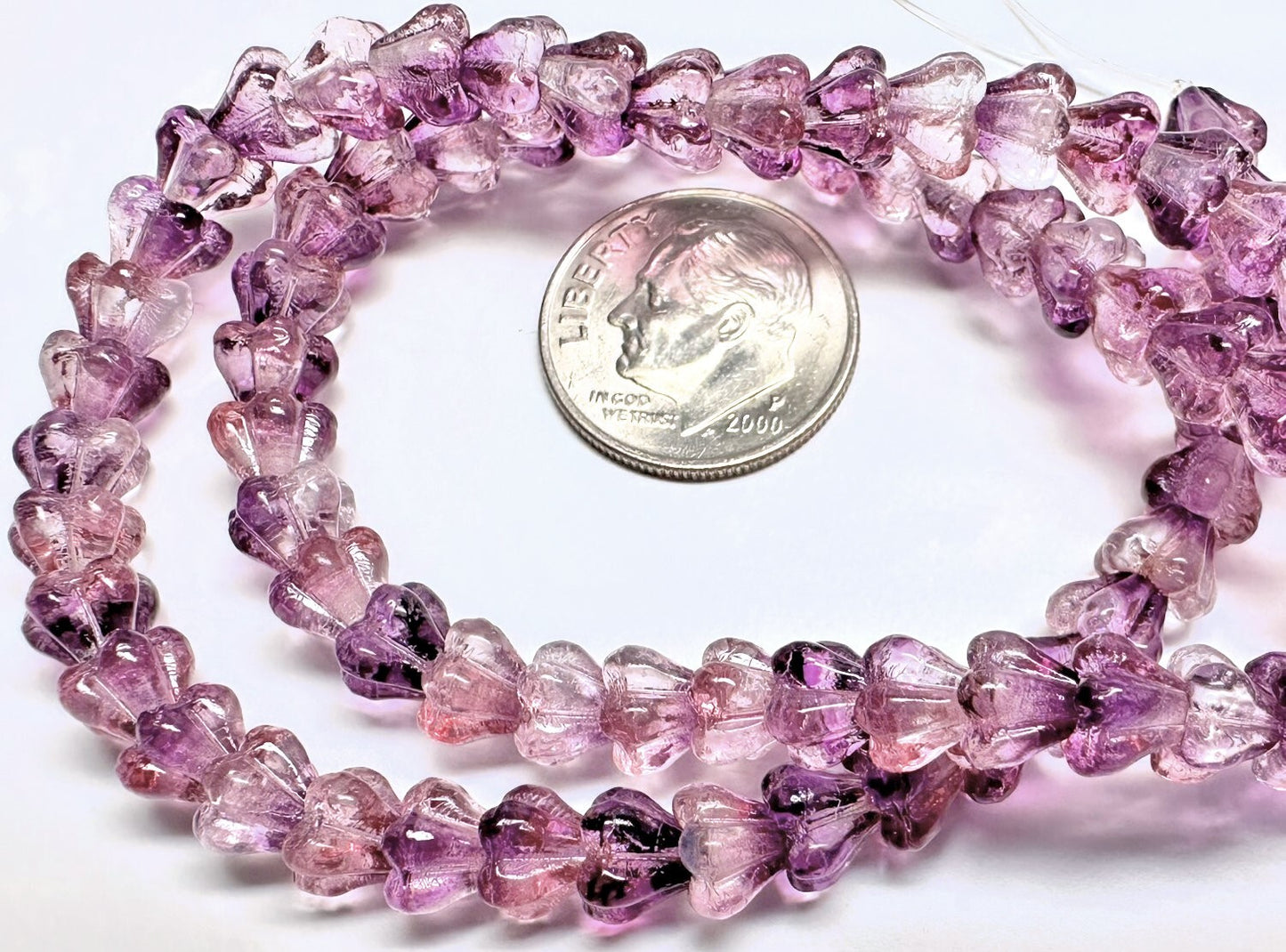 Ultra Amethyst Czech Glass Baby Bell Flower Beads 6x4mm, 50 pcs