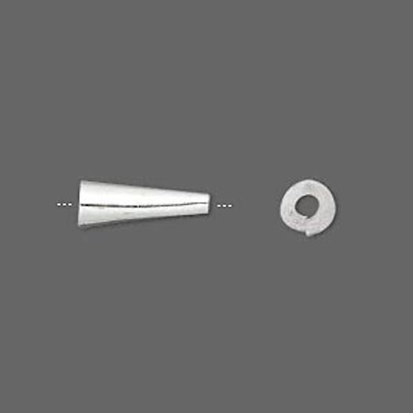 Silver Brass Cone Terminators, 12.5mm, for Feather Earrings & Multi-Strand