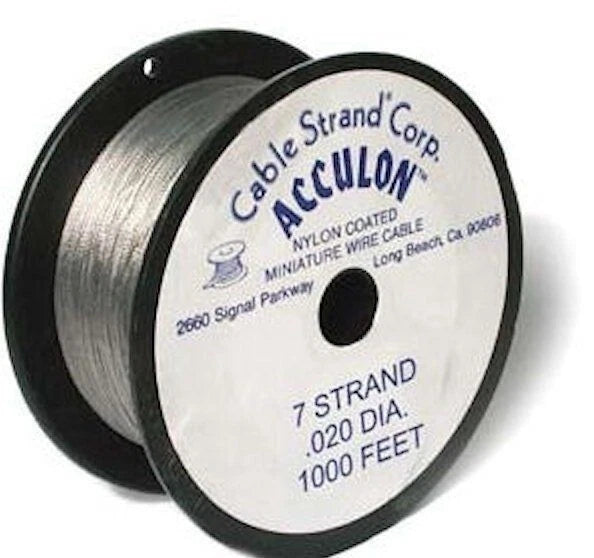 Acculon Clear Nylon-Coated Beading Wire 0.020" 7-Strand - 1000 ft Spool