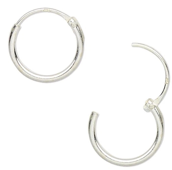 Sterling Silver Endless Hoop Earrings 10mm Round, 4 Pairs