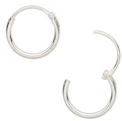 Sterling Silver Endless Hoop Earrings 10mm Round, 4 Pairs