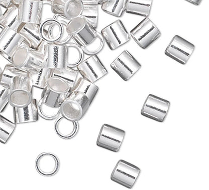 Sterling Silver Lightweight Cut Tube Crimp Beads, 2x2mm, 100 pcs