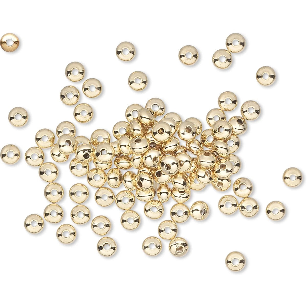 Gold Plated Brass Smooth Rondelle Spacer Beads, 3x2mm, 144 pcs